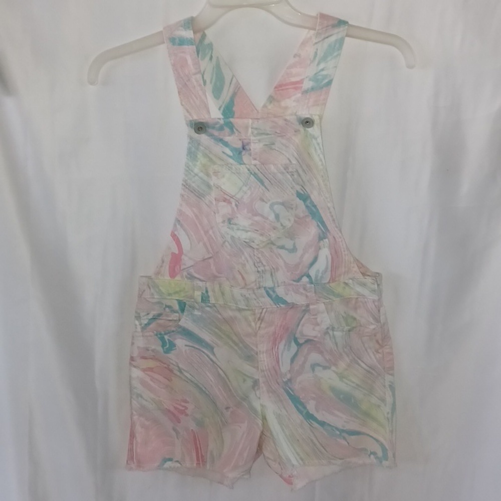 The childrens place rainbow Rose Pottery swirled overalls